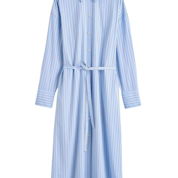 Totême Striped shirtdress in Pale blue / Red - Dresses - Scandinavian Minimalist Luxury at Coveti