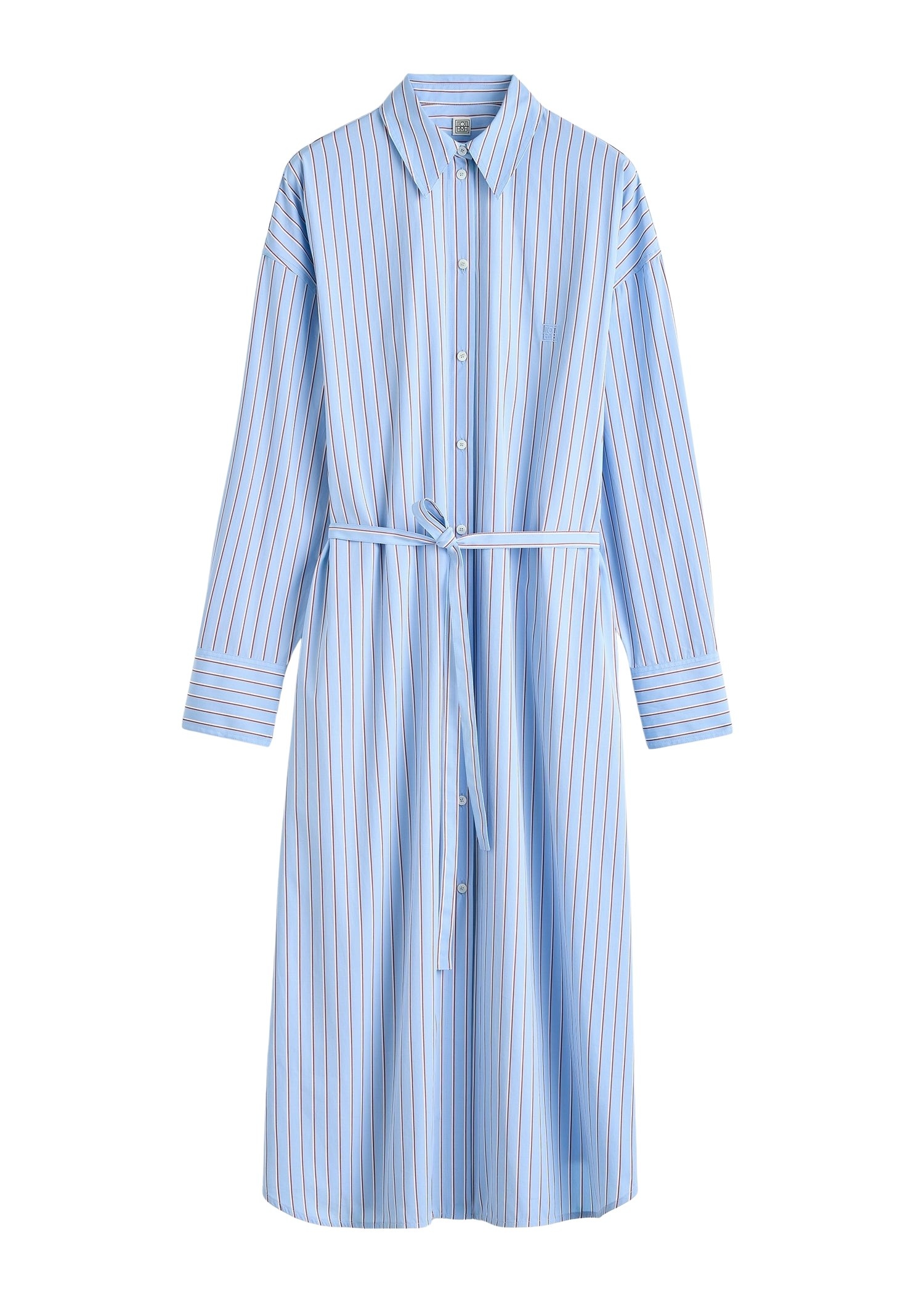 Totême Striped shirtdress in Pale blue / Red - Dresses - Scandinavian Minimalist Luxury at Coveti