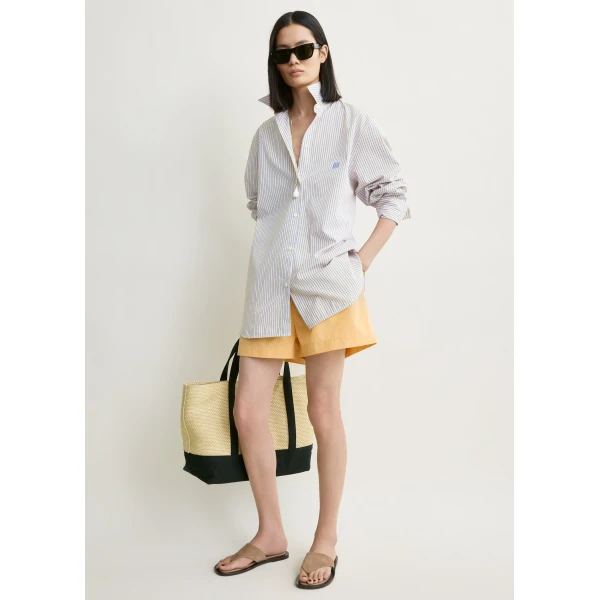 Totême Striped summer shirt in Blue / Yellow - Tops - Scandinavian Minimalist Luxury at Coveti