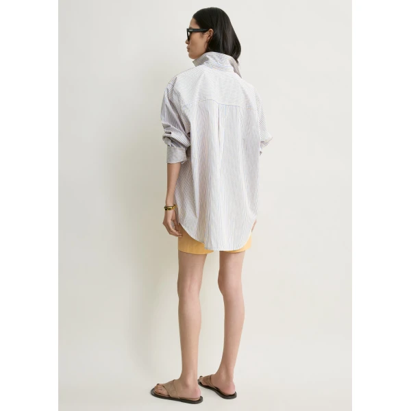 Totême Striped summer shirt in Blue / Yellow - Tops - Scandinavian Minimalist Luxury at Coveti