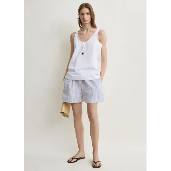 Totême Striped summer shorts in Blue / Yellow - Shorts - Scandinavian Minimalist Luxury at Coveti