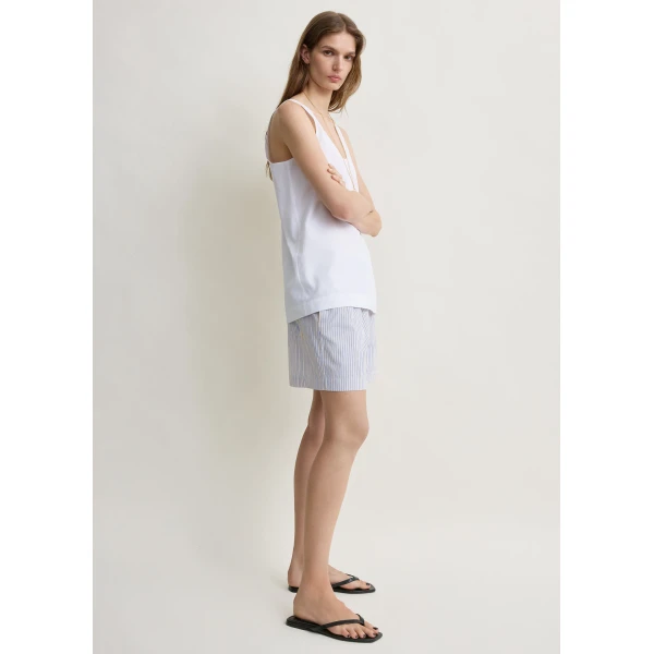 Totême Striped summer shorts in Blue / Yellow - Shorts - Scandinavian Minimalist Luxury at Coveti
