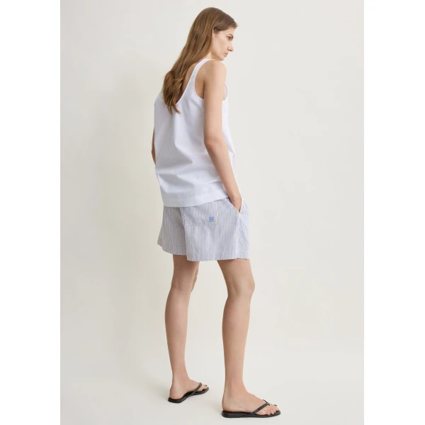 Totême Striped summer shorts in Blue / Yellow - Shorts - Scandinavian Minimalist Luxury at Coveti
