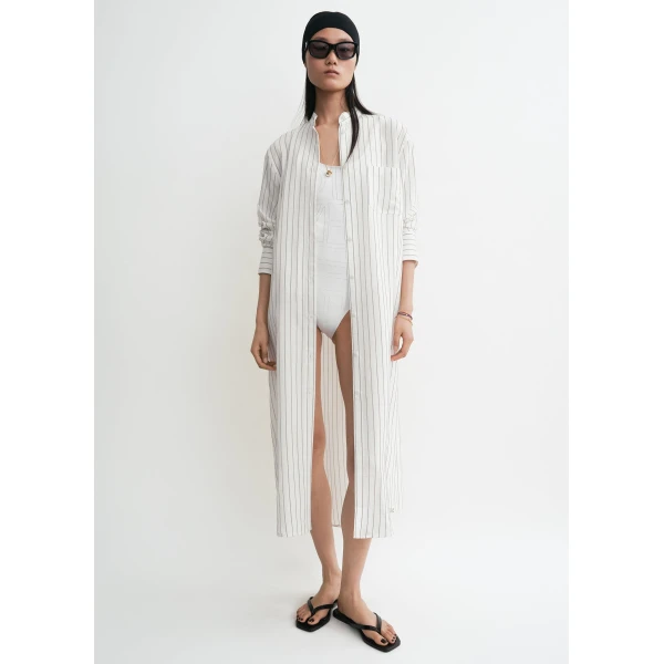 Totême Striped summer tunic white/oyster in White-oyster - Tops - Scandinavian Minimalist Luxury at Coveti