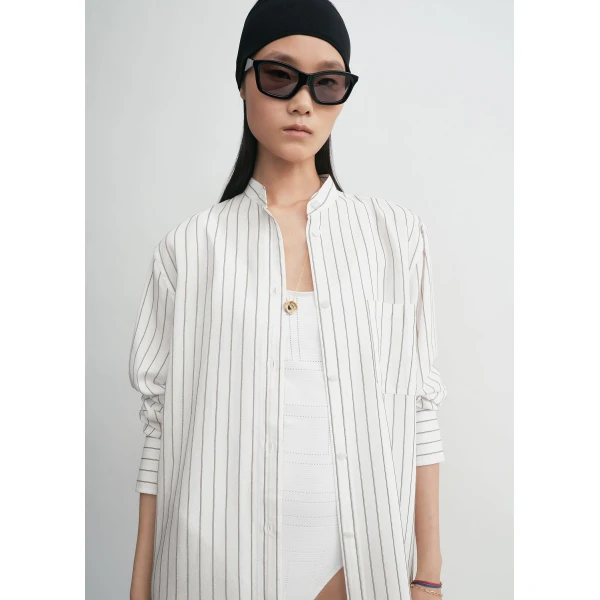 Totême Striped summer tunic white/oyster in White-oyster - Tops - Scandinavian Minimalist Luxury at Coveti