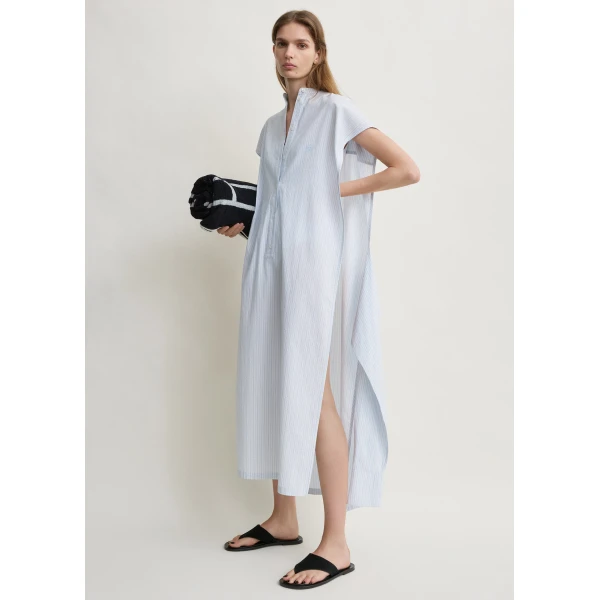 Totême Striped tie-sleeve dress blue/white in Pale blue / White - Dresses - Scandinavian Minimalist Luxury at Coveti