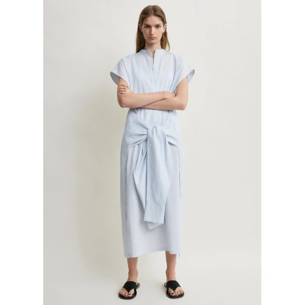 Totême Striped tie-sleeve dress blue/white in Pale blue / White - Dresses - Scandinavian Minimalist Luxury at Coveti