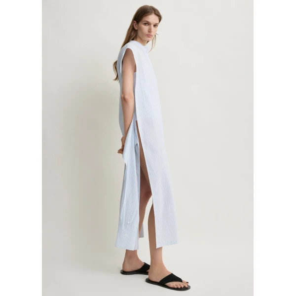 Totême Striped tie-sleeve dress blue/white in Pale blue / White - Dresses - Scandinavian Minimalist Luxury at Coveti