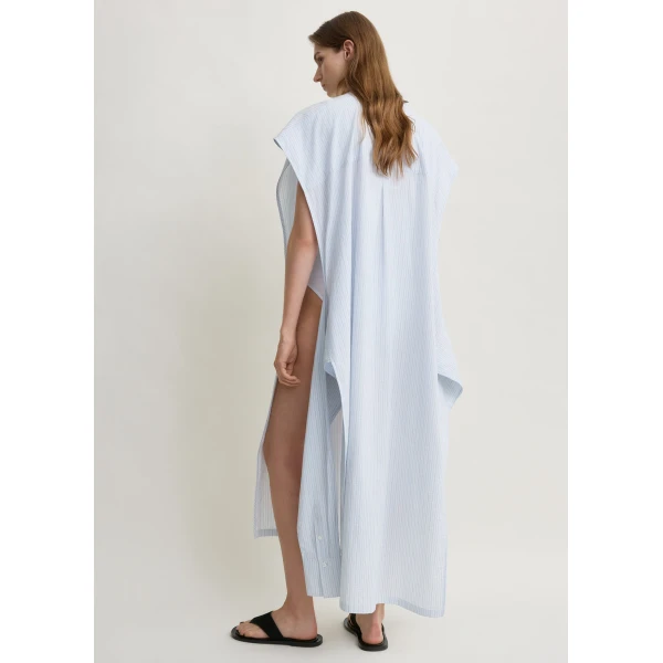 Totême Striped tie-sleeve dress blue/white in Pale blue / White - Dresses - Scandinavian Minimalist Luxury at Coveti