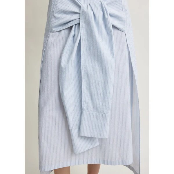 Totême Striped tie-sleeve dress blue/white in Pale blue / White - Dresses - Scandinavian Minimalist Luxury at Coveti