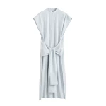 Totême Striped tie-sleeve dress blue/white in Pale blue / White - Dresses - Scandinavian Minimalist Luxury at Coveti