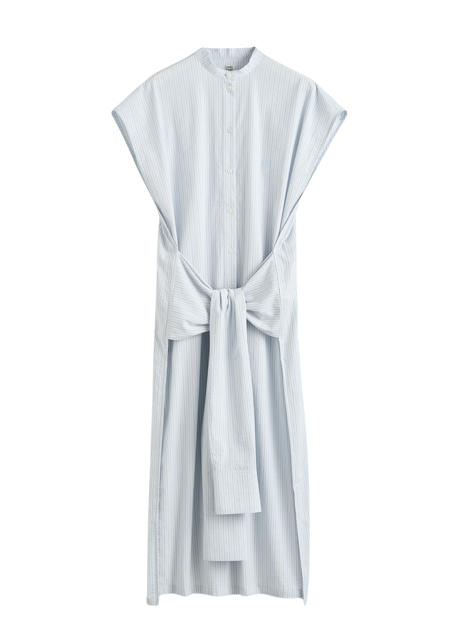 Totême Striped tie-sleeve dress blue/white in Pale blue / White - Dresses - Scandinavian Minimalist Luxury at Coveti