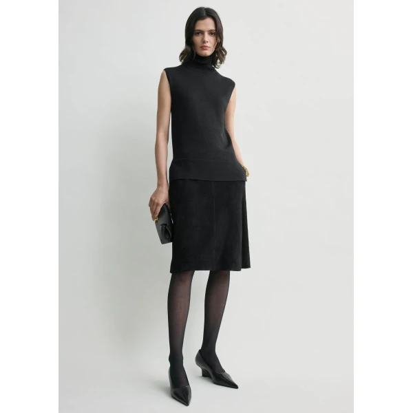 Totême Suede skirt in Black - Skirts - Scandinavian Minimalist Luxury at Coveti