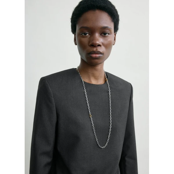 Totême Tailored dinner blouse charcoal in Charcoal melange - Tops - Scandinavian Minimalist Luxury at Coveti