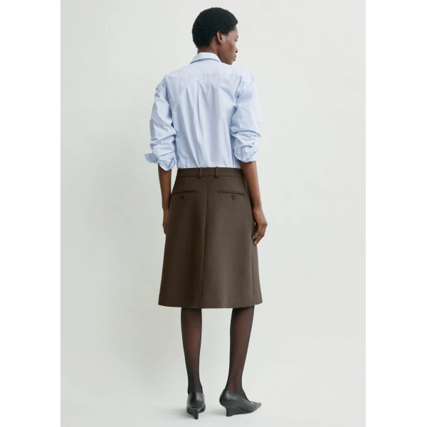 Totême Tailored pleat skirt in Bark - Skirts - Scandinavian Minimalist Luxury at Coveti