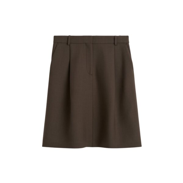 Totême Tailored pleat skirt in Bark - Skirts - Scandinavian Minimalist Luxury at Coveti