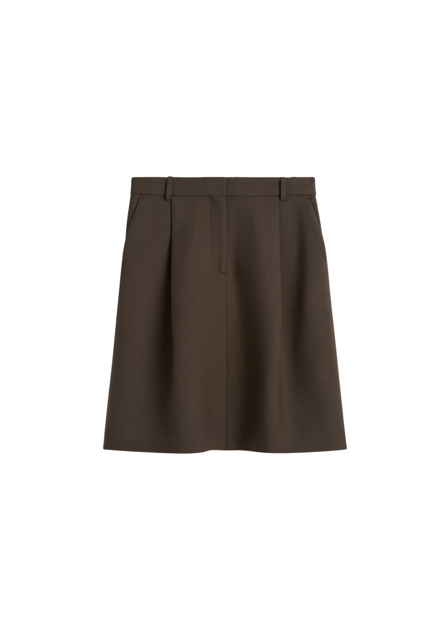 Totême Tailored pleat skirt in Bark - Skirts - Scandinavian Minimalist Luxury at Coveti