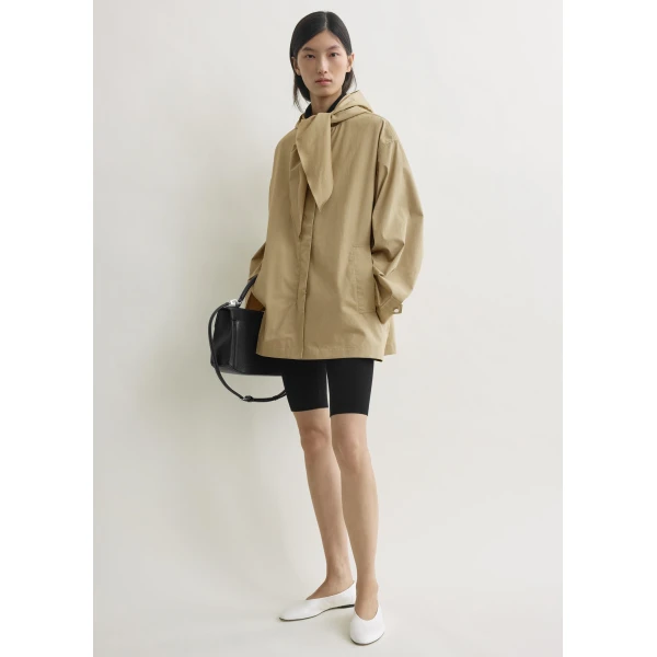 Totême Technical scarf jacket in Cashew - Jackets - Scandinavian Minimalist Luxury at Coveti