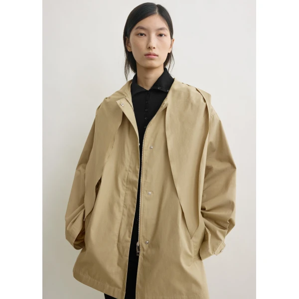 Totême Technical scarf jacket in Cashew - Jackets - Scandinavian Minimalist Luxury at Coveti
