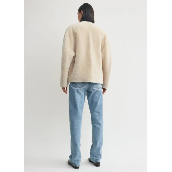 Totême Teddy shearling clasp jacket in Off-white - Jackets - Scandinavian Minimalist Luxury at Coveti