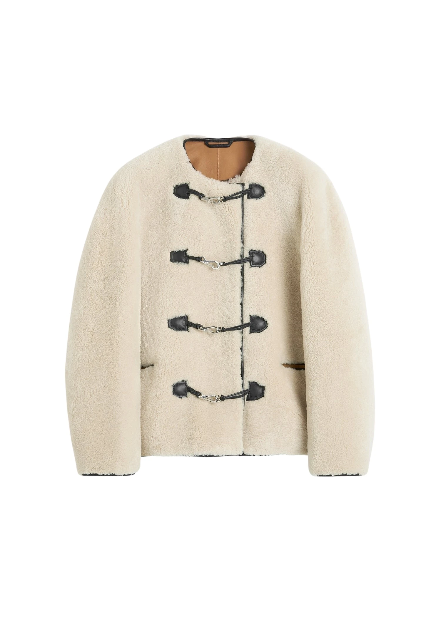 Totême Teddy shearling clasp jacket in Off-white - Jackets - Scandinavian Minimalist Luxury at Coveti