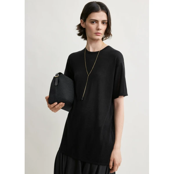 Totême Tee knit in Black - Tops - Scandinavian Minimalist Luxury at Coveti
