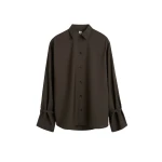 Totême Tie-cuff shirt in Pepper - Tops - Scandinavian Minimalist Luxury at Coveti