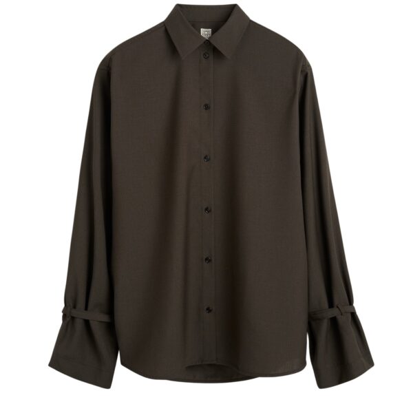 Totême Tie-cuff shirt in Pepper - Tops - Scandinavian Minimalist Luxury at Coveti