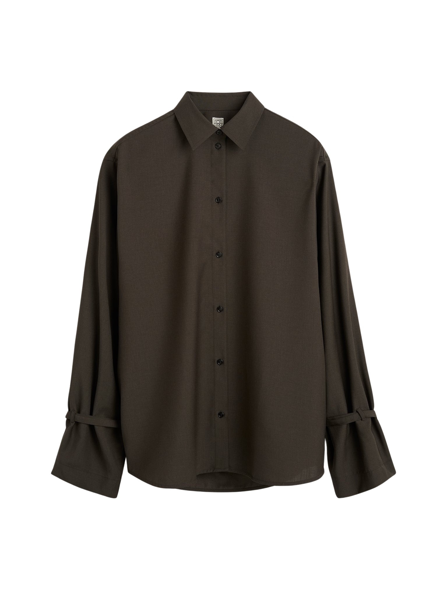 Totême Tie-cuff shirt in Pepper - Tops - Scandinavian Minimalist Luxury at Coveti