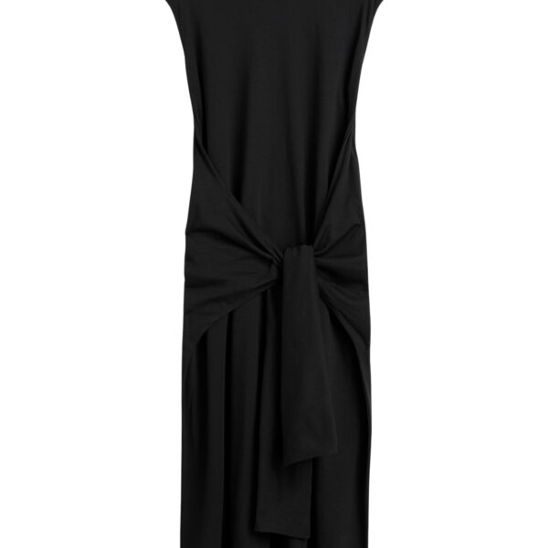 Totême Tie-waist jersey dress in Black - Dresses - Scandinavian Minimalist Luxury at Coveti