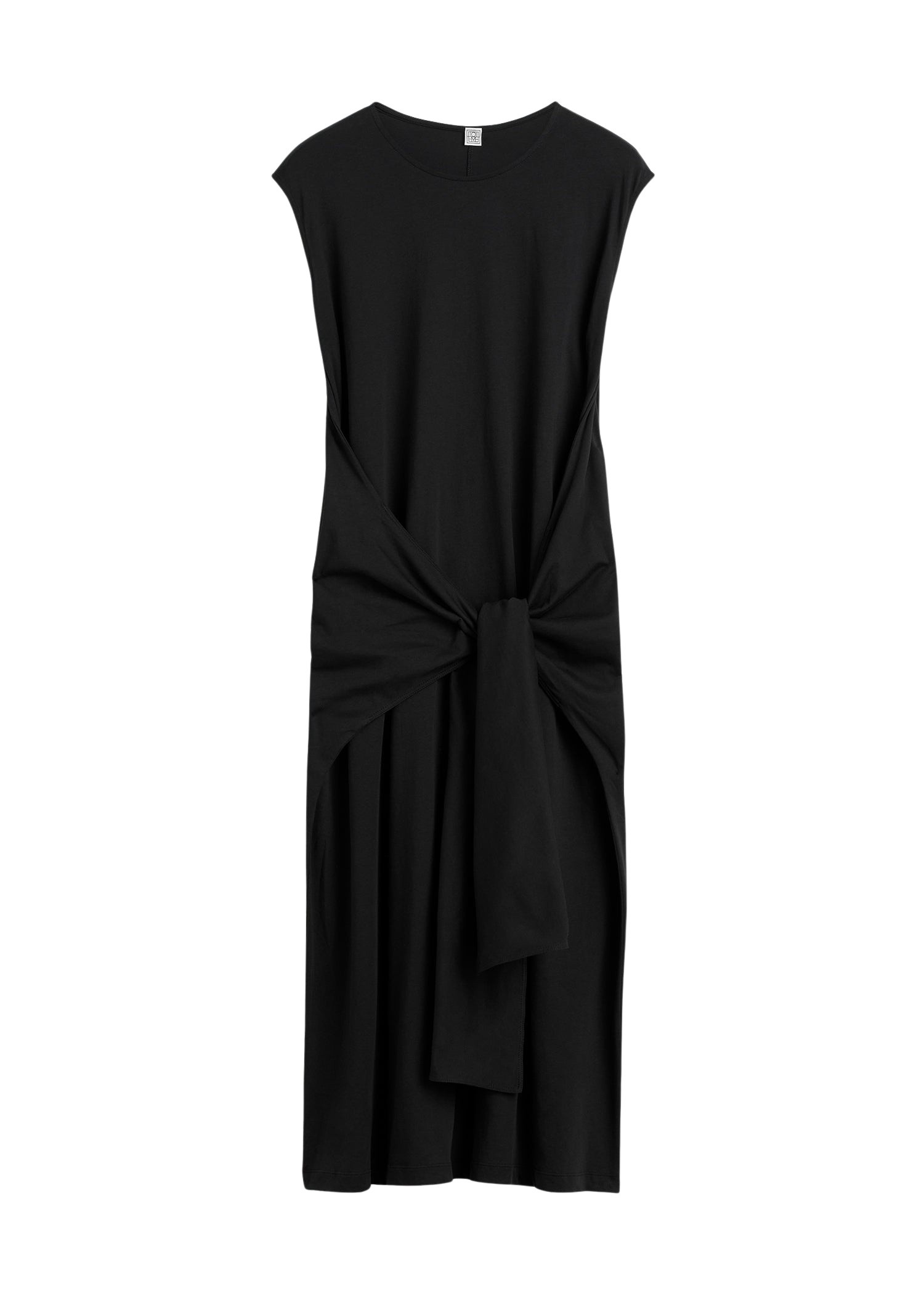 Totême Tie-waist jersey dress in Black - Dresses - Scandinavian Minimalist Luxury at Coveti