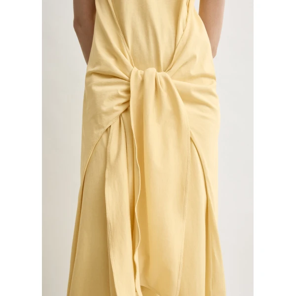 Totême Tie-waist jersey dress in Buttercup - Dresses - Scandinavian Minimalist Luxury at Coveti