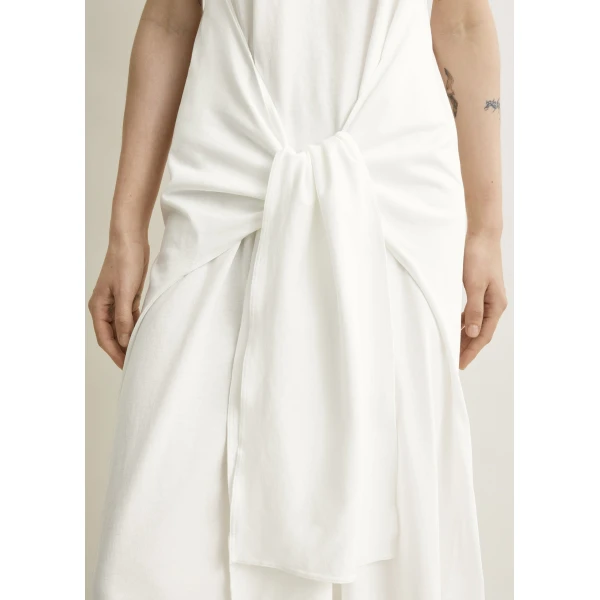 Totême Tie-waist jersey dress in Off-white - Dresses - Scandinavian Minimalist Luxury at Coveti