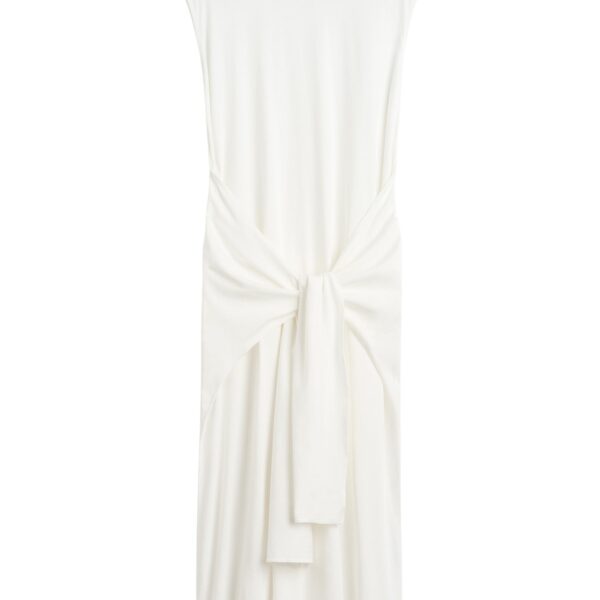 Totême Tie-waist jersey dress in Off-white - Dresses - Scandinavian Minimalist Luxury at Coveti