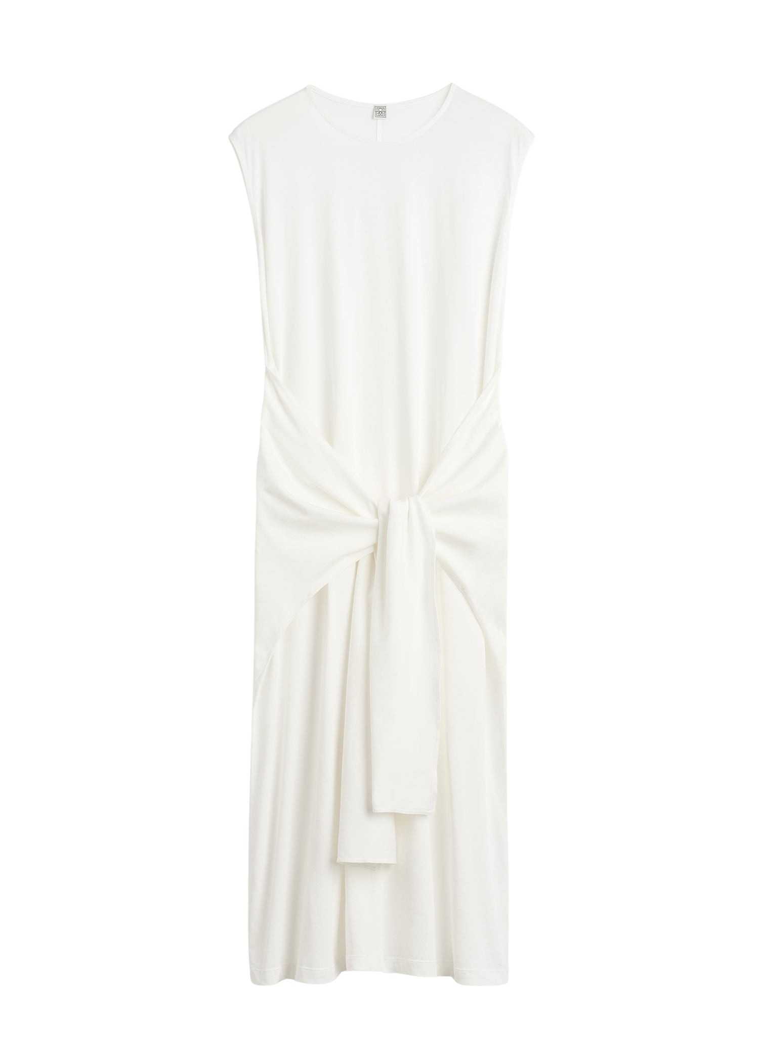 Totême Tie-waist jersey dress in Off-white - Dresses - Scandinavian Minimalist Luxury at Coveti