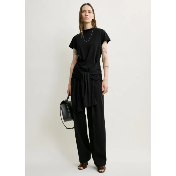 Totême Tie-waist jersey top in Black - Tops - Scandinavian Minimalist Luxury at Coveti
