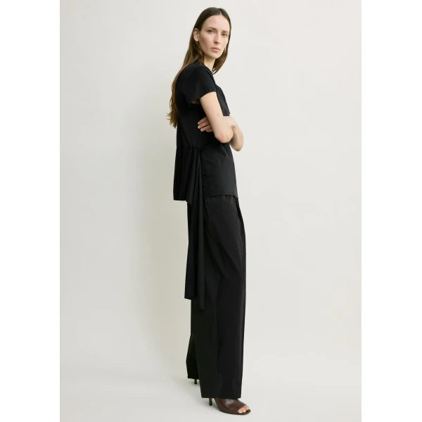 Totême Tie-waist jersey top in Black - Tops - Scandinavian Minimalist Luxury at Coveti