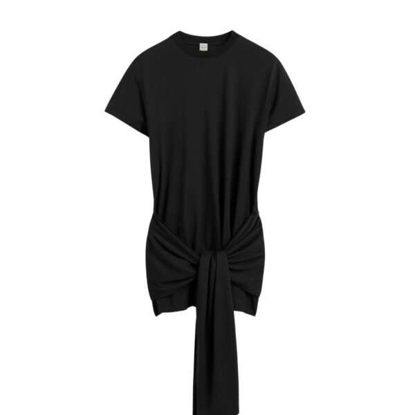 Totême Tie-waist jersey top in Black - Tops - Scandinavian Minimalist Luxury at Coveti