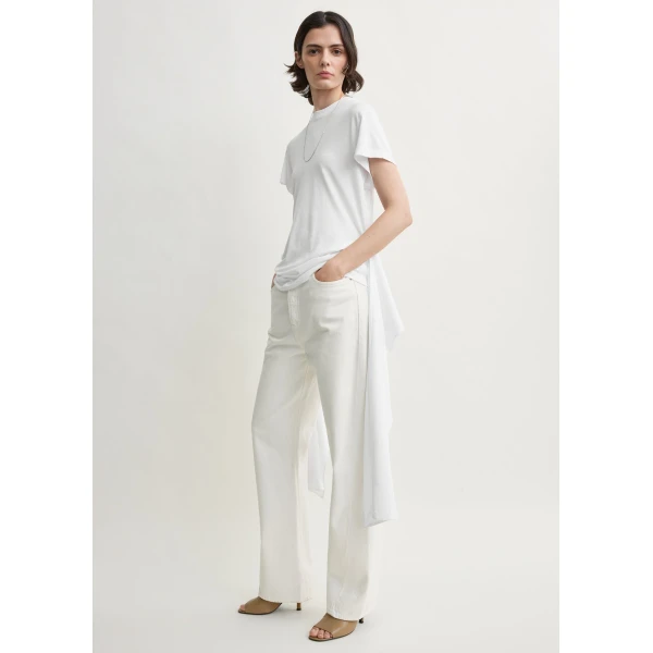 Totême Tie-waist jersey top in White - Tops - Scandinavian Minimalist Luxury at Coveti