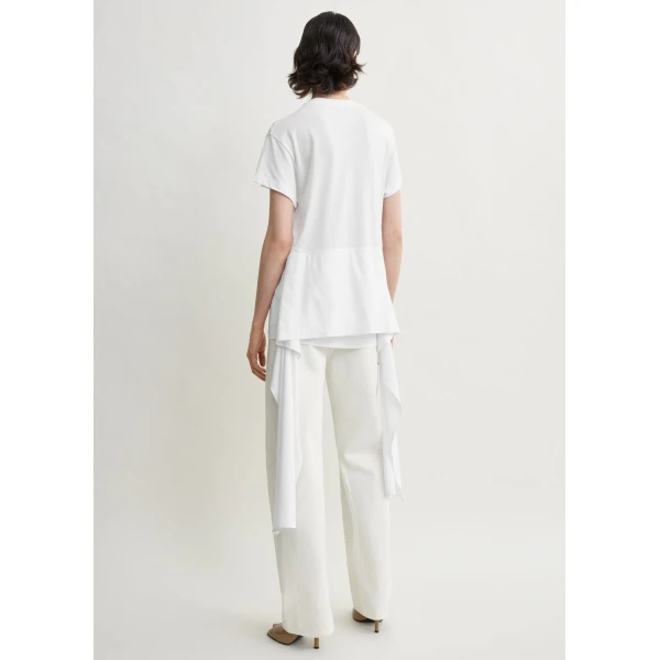 Totême Tie-waist jersey top in White - Tops - Scandinavian Minimalist Luxury at Coveti