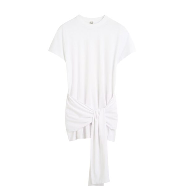 Totême Tie-waist jersey top in White - Tops - Scandinavian Minimalist Luxury at Coveti