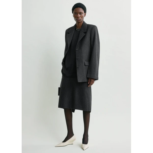 Totême Twill suit jacket charcoal in Charcoal melange - Jackets - Scandinavian Minimalist Luxury at Coveti