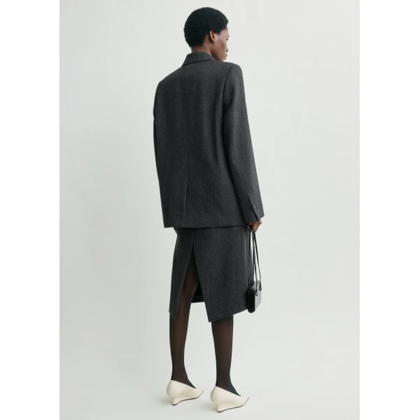 Totême Twill suit jacket charcoal in Charcoal melange - Jackets - Scandinavian Minimalist Luxury at Coveti