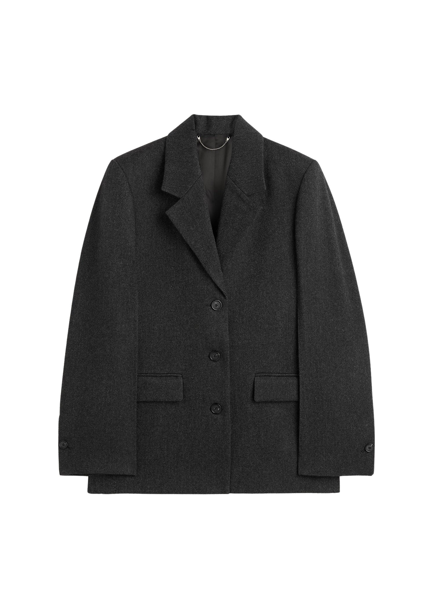 Totême Twill suit jacket charcoal in Charcoal melange - Jackets - Scandinavian Minimalist Luxury at Coveti