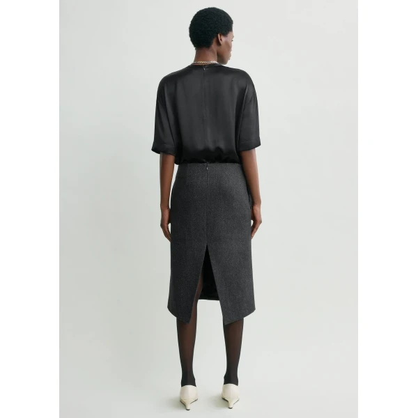 Totême Twill suit skirt charcoal in Charcoal melange - Skirts - Scandinavian Minimalist Luxury at Coveti