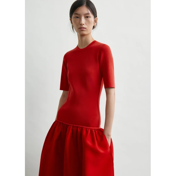 Totême Twinflower tee dress in Poppy - Dresses - Scandinavian Minimalist Luxury at Coveti