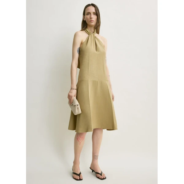 Totême Twist halter dress in Cumin - Dresses - Scandinavian Minimalist Luxury at Coveti