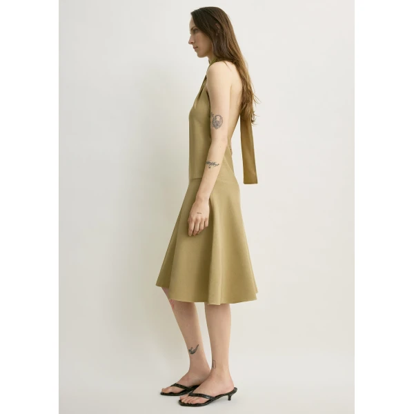 Totême Twist halter dress in Cumin - Dresses - Scandinavian Minimalist Luxury at Coveti