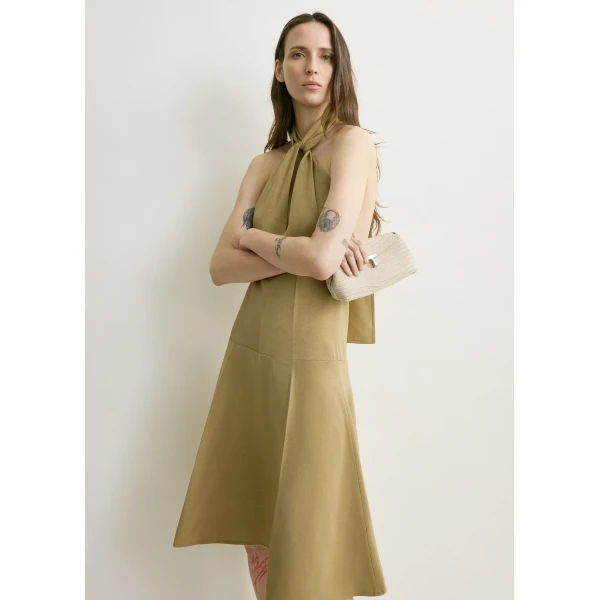 Totême Twist halter dress in Cumin - Dresses - Scandinavian Minimalist Luxury at Coveti