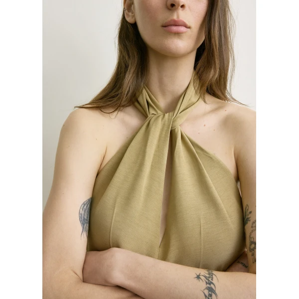 Totême Twist halter dress in Cumin - Dresses - Scandinavian Minimalist Luxury at Coveti